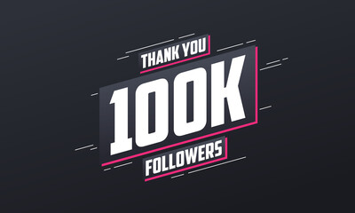 Thank you 100K followers, Greeting card template for social networks.