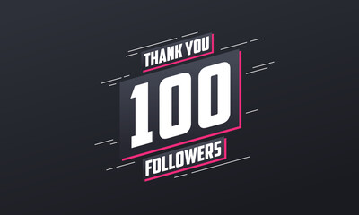 Thank you 100 followers, Greeting card template for social networks.