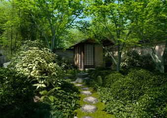 3D Rendering Japanese Garden