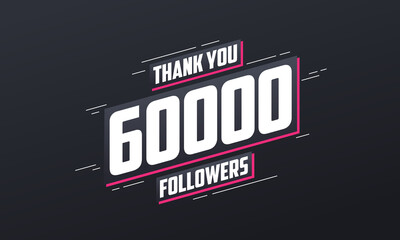 Thank you 60000 followers, Greeting card template for social networks.