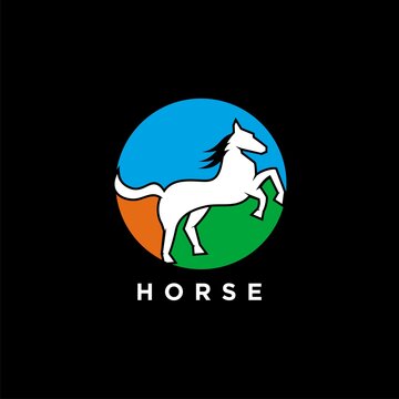 Horse simple logo design concept in circle