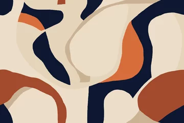 Afwasbaar behang Modern minimaal illustratiepatroon. Creatieve collage met vormen. Naadloze patroon. Modieuze sjabloon voor ontwerp. © Irina