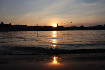 Fototapeta premium sunset over the river