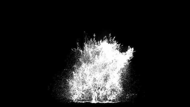 HD special effect video of water splashes, black background with alpha, CG animation