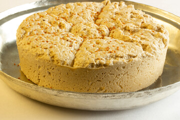  traditional turkish tahini halva in plate