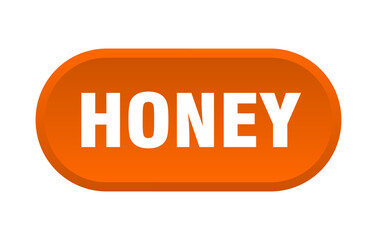 honey button. rounded sign on white background