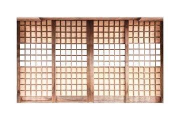 Shoji , Traditional Japanese door,window or room divider consisting isolated on white background - obrazy, fototapety, plakaty