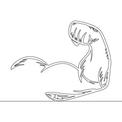 Continuous line drawing bicep muscular concept