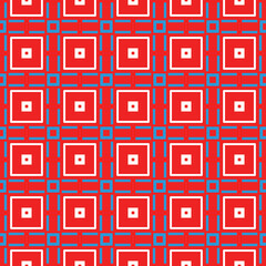 Vector seamless pattern texture background with geometric shapes, colored in red, blue, white colors.