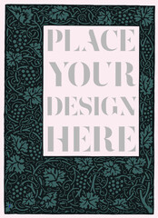 Vintage floral frame by William Morris, 1894. Design elements for use on menus, brochures, book covers, wine and alcohol labels and invitations. 