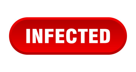 infected button. rounded sign on white background