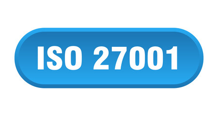 iso 27001 button. rounded sign on white background