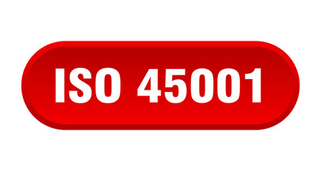 iso 45001 button. rounded sign on white background
