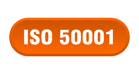 iso 50001 button. rounded sign on white background