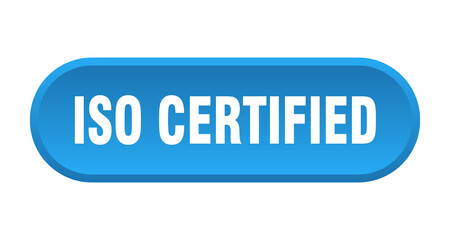 iso certified button. rounded sign on white background