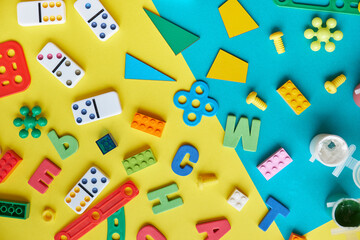 School supplies, stationery space for caption. Back to school concept. School, education and...