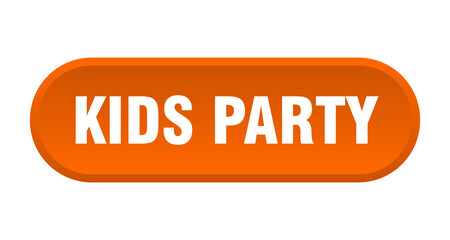 kids party button. rounded sign on white background