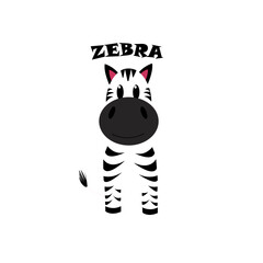 Cartoon zebra with lettering