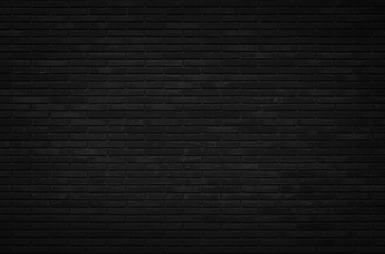 Abstract dark brick wall texture background pattern, Wall brick surface texture. Brickwork painted of black color interior old clean concrete grid uneven, Home or office design backdrop decoration.