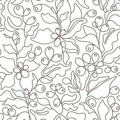 Coffee. Vector seamless pattern. Art line illustration