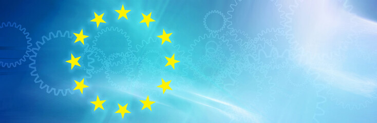 eu europa symbol flagge freiraum zahnräder banner © bittedankeschön