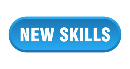 new skills button. rounded sign on white background