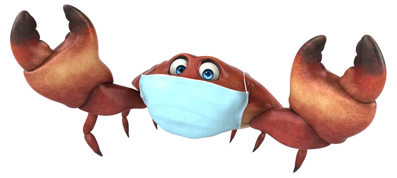 Fun 3D cartoon crab with a mask