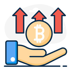 
Flat style of increase bitcoin value icon 

