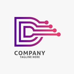 Letter D tech logo design