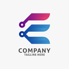 Fototapeta premium Letter E tech logo design