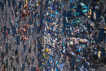 Mosaic stone wall of colours