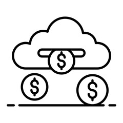 
Dollar coins with cloud, passive income concept icon in trendy design 
