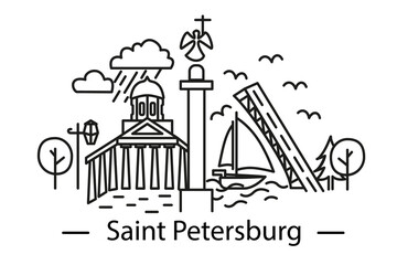 Line art Saint Petersburg