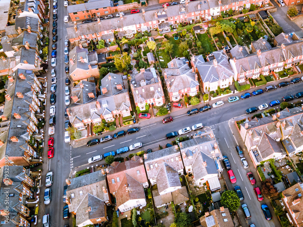 Wall mural Aerial view of typical British streets of houses