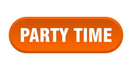 party time button. rounded sign on white background