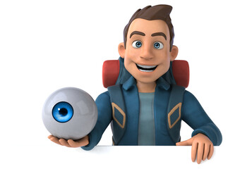 Fun illustration of a 3D cartoon backpacker