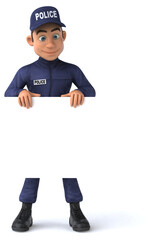 Fun 3D illustration of a cartoon Police Officer