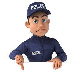 Fun 3D illustration of a cartoon Police Officer
