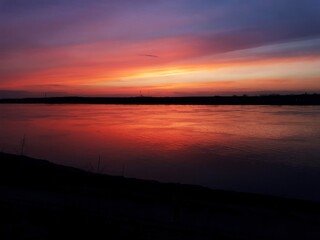 sunset over the river