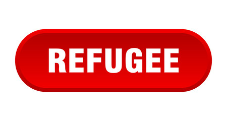 refugee button. rounded sign on white background