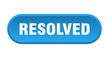 resolved button. rounded sign on white background