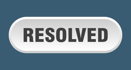 resolved button. rounded sign on white background