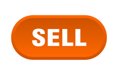 sell button. rounded sign on white background
