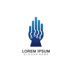Hand with technology logo inspiration creative design template