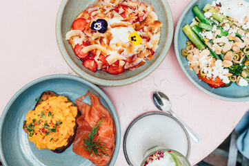 Healthy Breakfast in Trendy Cafe