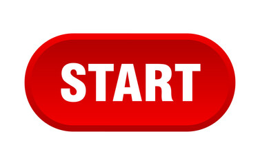 start button. rounded sign on white background