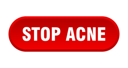 stop acne button. rounded sign on white background