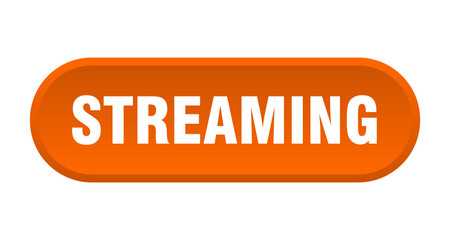 streaming button. rounded sign on white background