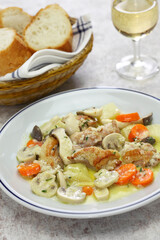 creamy chicken and mushroom fricassee, french home cooking