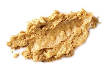 Peanut butter isolated on white background, top view